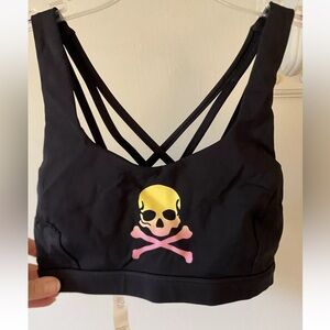 LULULEMON SOUL CYCLE pink & yellow SKULL Sports Bra 4
